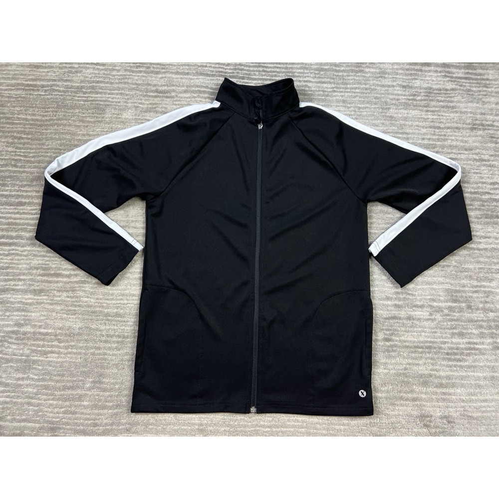 Xersion Track Jacket Womens Large 14/16 Black Full Zip Long Sleeve Polyester